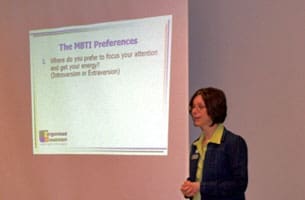 Janet Barclay giving a presentation on Personality Type Janet Barclay giving a presentation on Personality Type