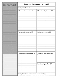 Weekly planner page