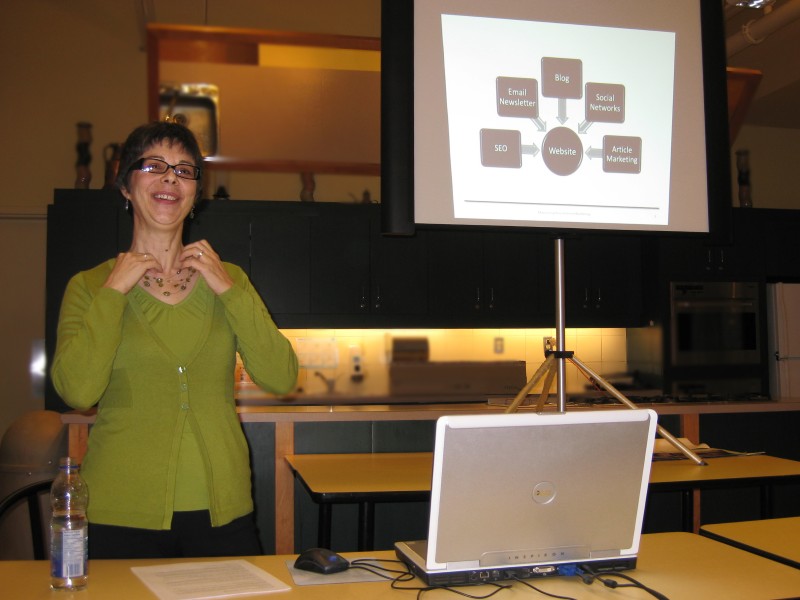 Photo of Janet Barclay speaking at a POC Toronto Chapter meeting