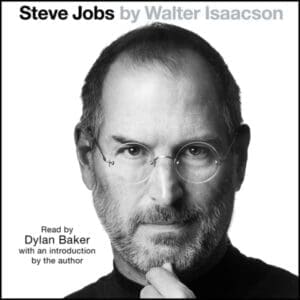 Cover of audiobook Steve Jobs by Walter Isaacson, Read by Dylan Baker with an introduction by the author