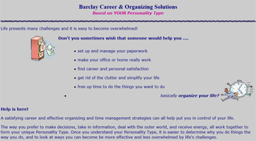 Barclay Career & Organizing Solutions website 2002