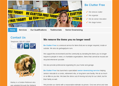 website redesign for Be Clutter Free