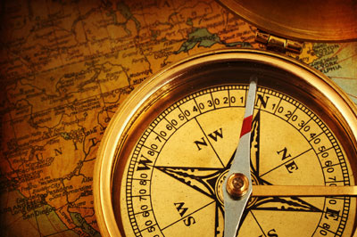 old compass on US map