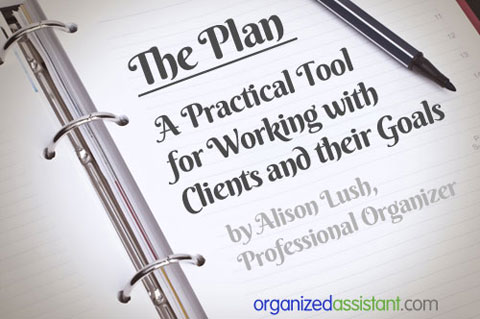 The Plan: A Practical Tool for Working with Clients and their Goals by Alison Lush, Professional Organizer