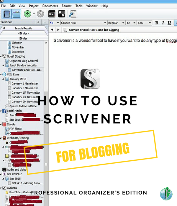 How to Use Scrivener for Blogging: Professional Organizer’s Edition