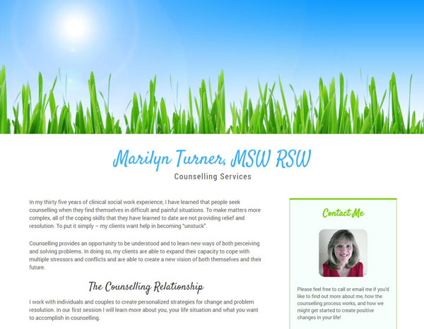 WordPress website for Marilyn Turner, MSW RSW Counselling Services