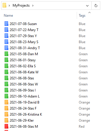 project files after color-coding